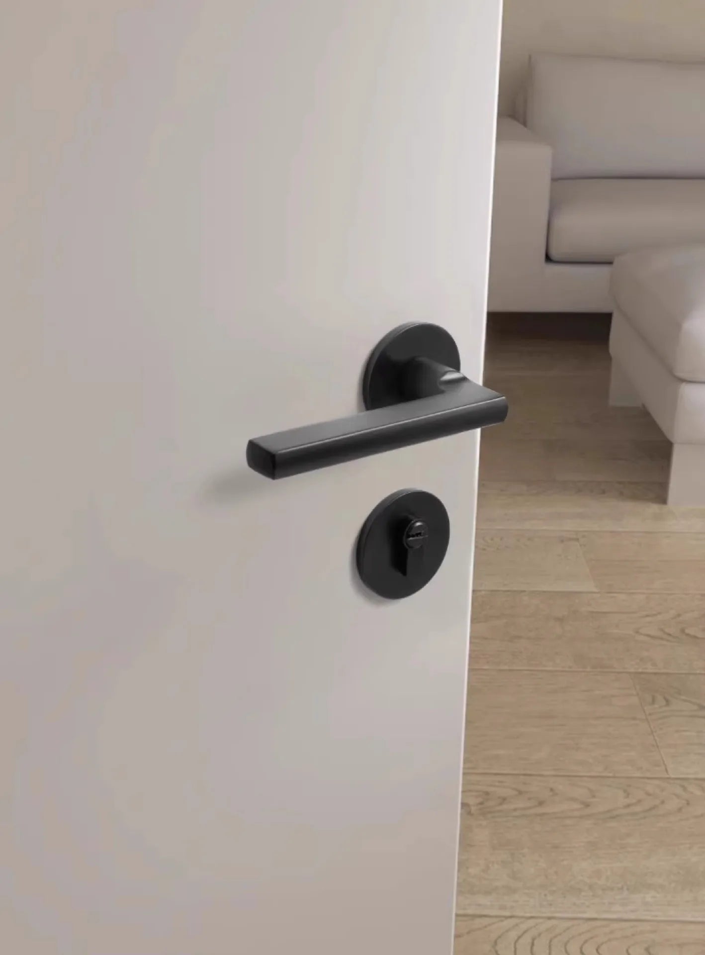 Black American Style Indoor Door Lock, Integrated Magnetic Silent Wooden Door Handle, Universal Home Bedroom Lock