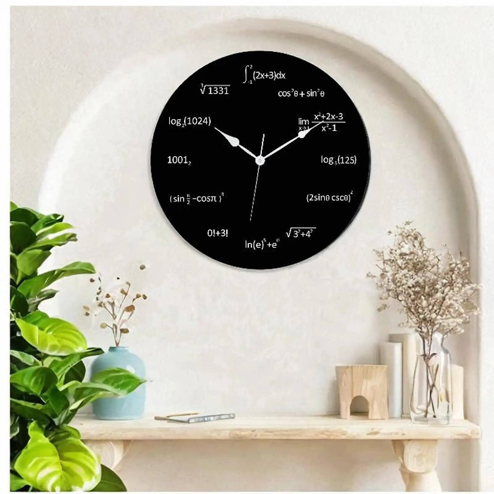 Math Equations Wall Clock Decorative Vintage Design Time Clocks Wall Mount Non Ticking for Indoor Kitchen Home School Classroom - Image 1