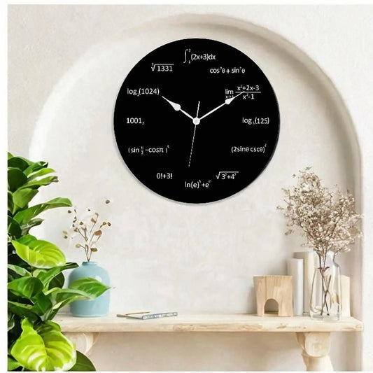 Math Equations Wall Clock Decorative Vintage Design Time Clocks Wall Mount Non Ticking for Indoor Kitchen Home School Classroom