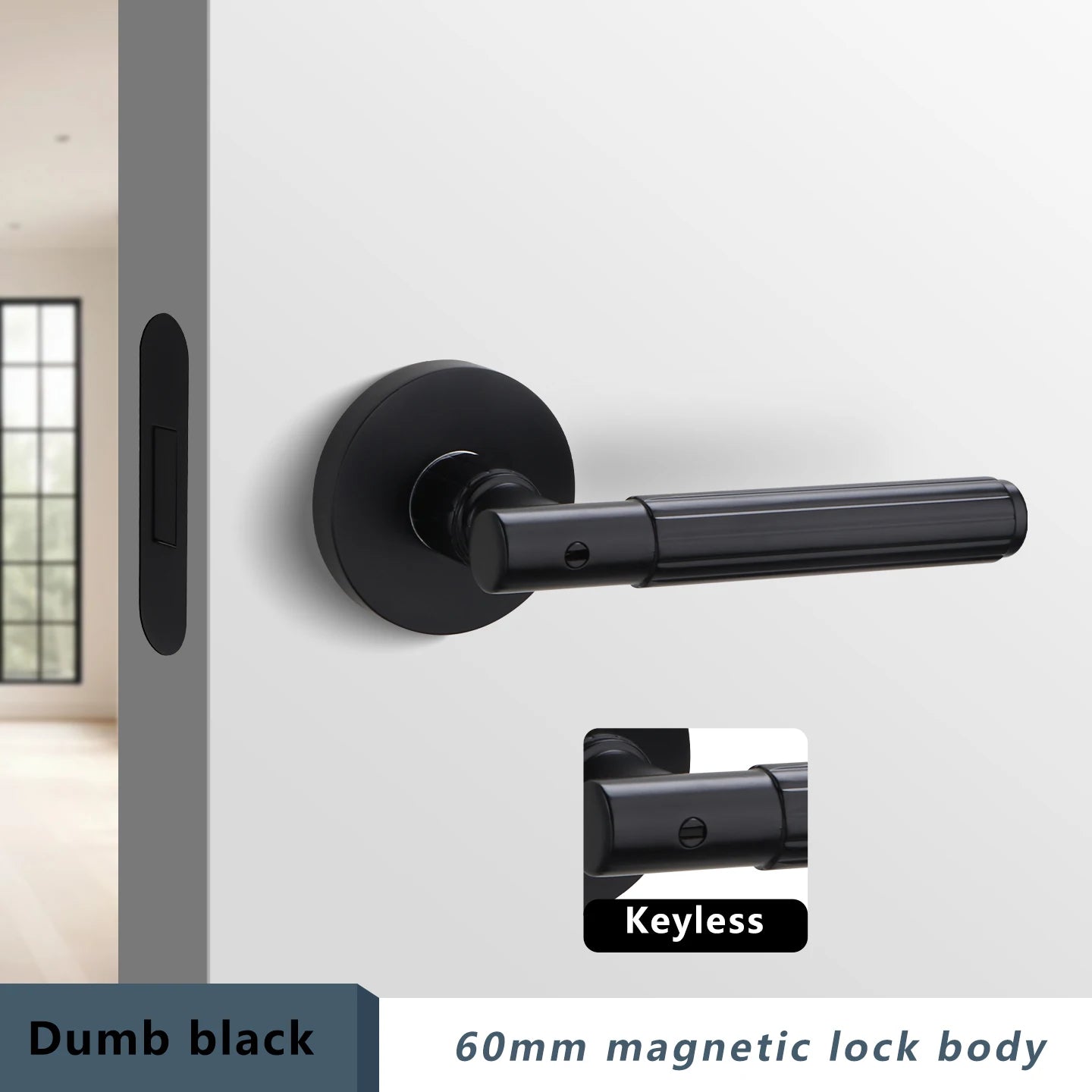 Bedroom Black Door Lock Magnetic Mute Lock Indoor Wooden Door Lock Bathroom Household Simple Door Handle Locks Handles Interior