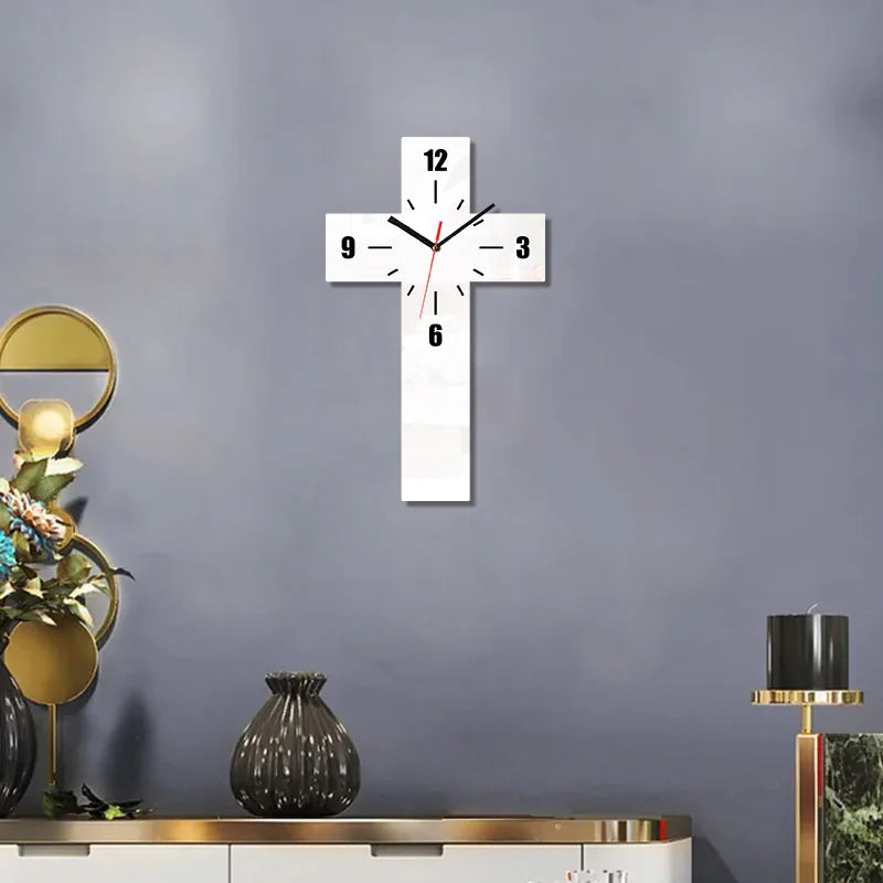 Creative Cross Clock Pendant Silent Suitable for Home Decoration Wall Decoration Halloween Room Decoration