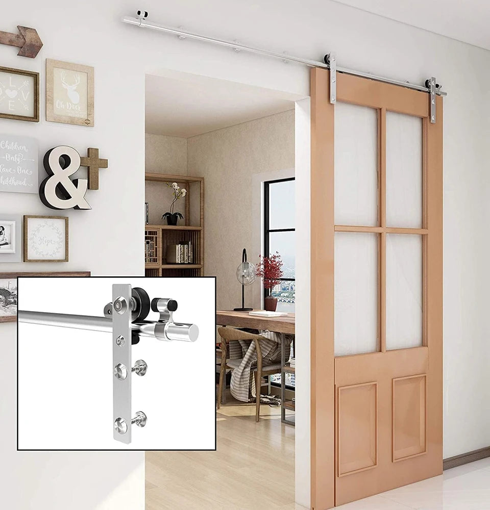 CCJH  4-6.6FTSliding Door Track Kit,  Internal Stainless Steel Sliding Barn Wood Door Hardware System for Single Door