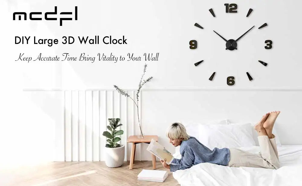 MCDFL 3D Large Wall Clock Self Adhesive Acrylic Mirror Stickers Giant Watches Timepiece Decoration Living Room for Home Interior