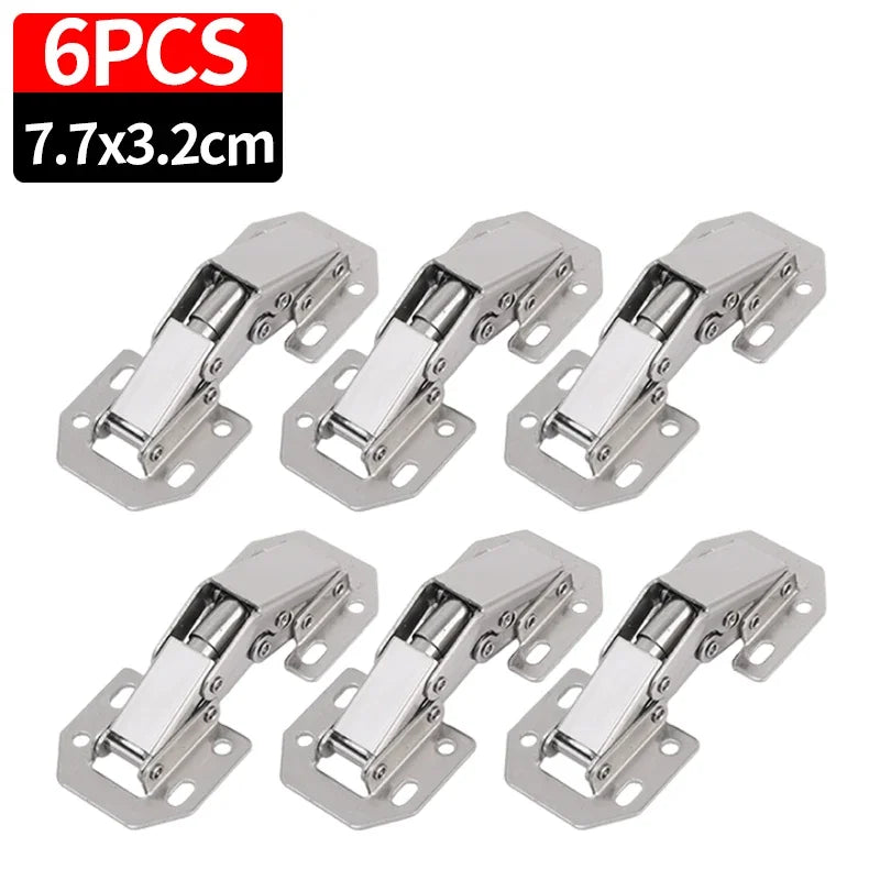 10/2PCS 90 Degree No-Drilling Hole Stainless Steel Cabinet Hinges - Buffer Hinge for Home Kitchen Furniture Hardware