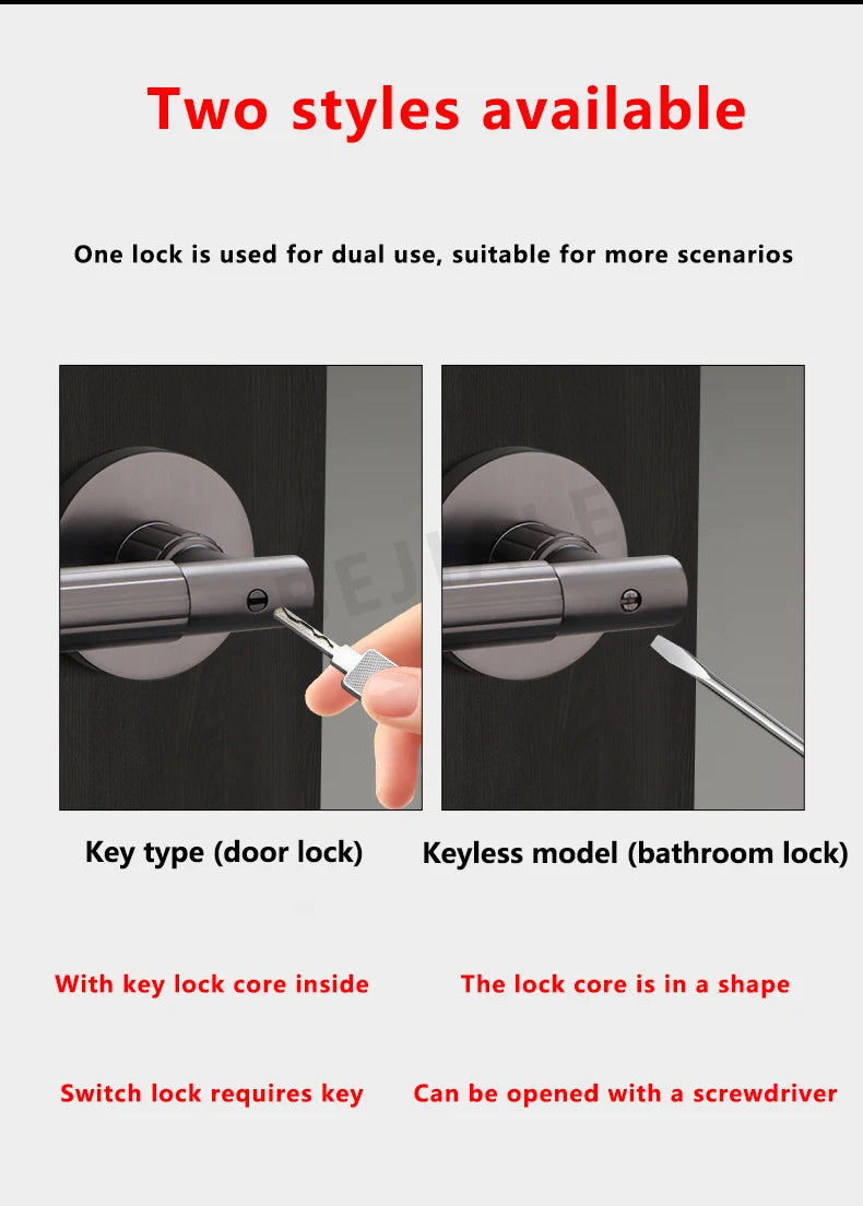 Bedroom Black Door Lock Magnetic Mute Lock Indoor Wooden Door Lock Bathroom Household Simple Door Handle Locks Handles Interior