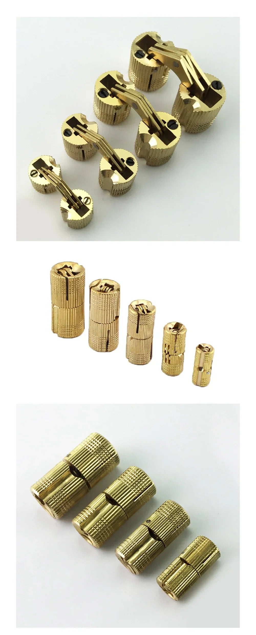 2pcs 8-18mm Copper Brass Door Hinges Cylindrical Hidden Cabinet Concealed Invisible Furniture Barrel Hinge For Hardware Gift Box