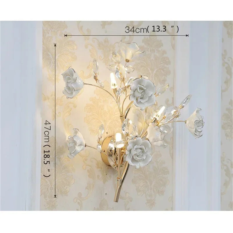 ELARA European Style Indoor Wall Lamp Gold Crystal Luxury Fixtures LED Modern Light Sconces for Home Decoration