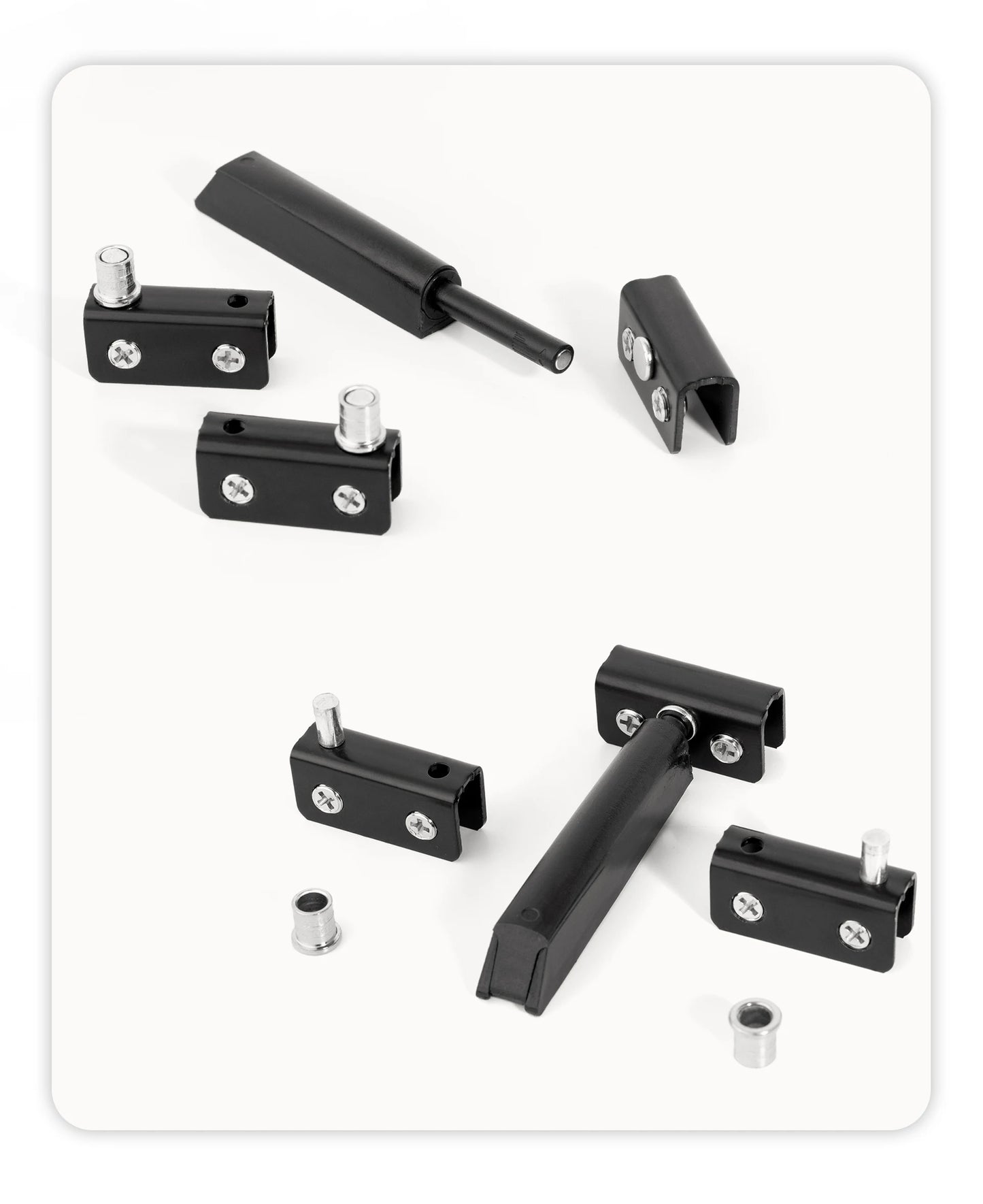 Stainless Steel Glass Door Pivot Hinge Set with Magnetic Catch Furniture Metal Black Rotating Hinge for Kitchen Cabinet Cupboard