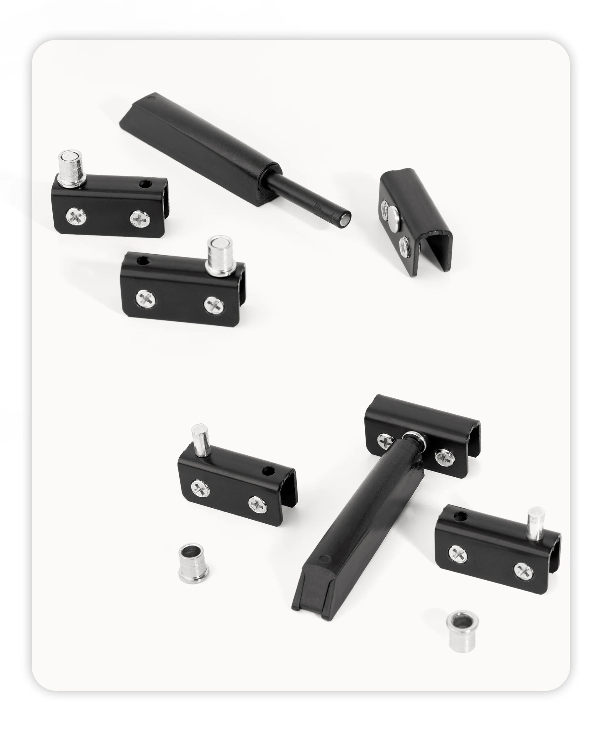 Stainless Steel Glass Door Pivot Hinge Set with Magnetic Catch Furniture Metal Black Rotating Hinge for Kitchen Cabinet Cupboard