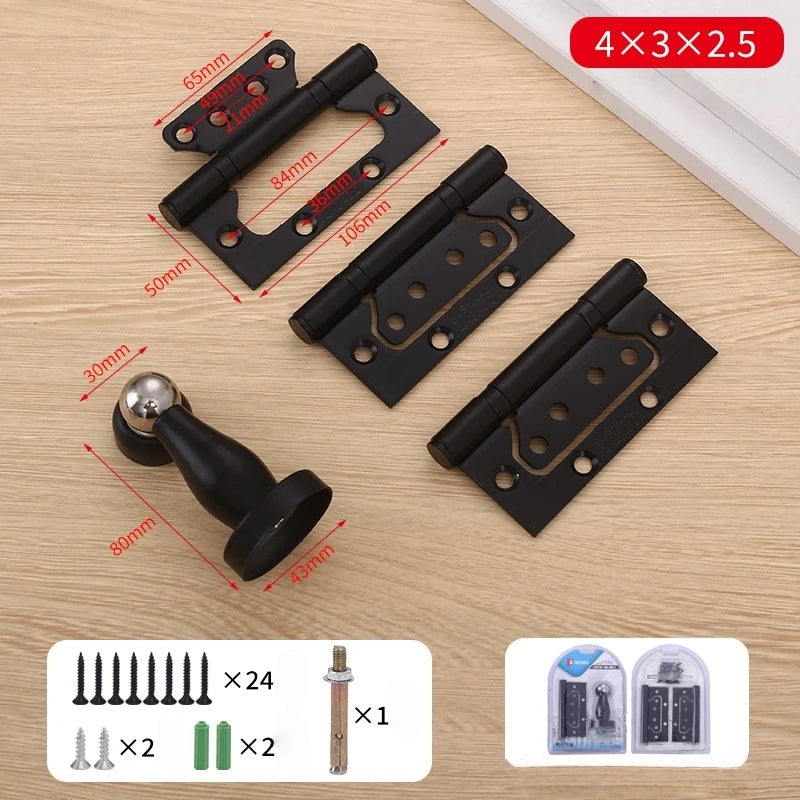 Stainless Steel Parent-Child Hinge, Door Suction Hinge Three-in-one, No Grooves Required, Wooden Door Silent Hinge, Hardware