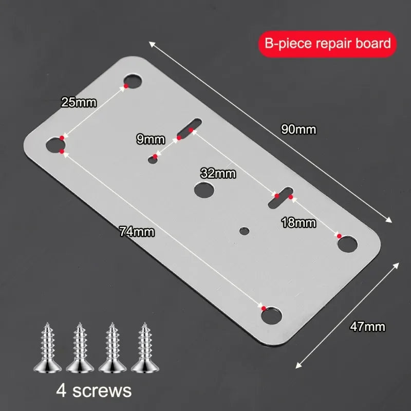 Cabinet Hinge Repair Plate Kit Stainless Steel Furniture Drawer Door Hinge Mounting Plate with Screw Flat Fixing Brackets Tools