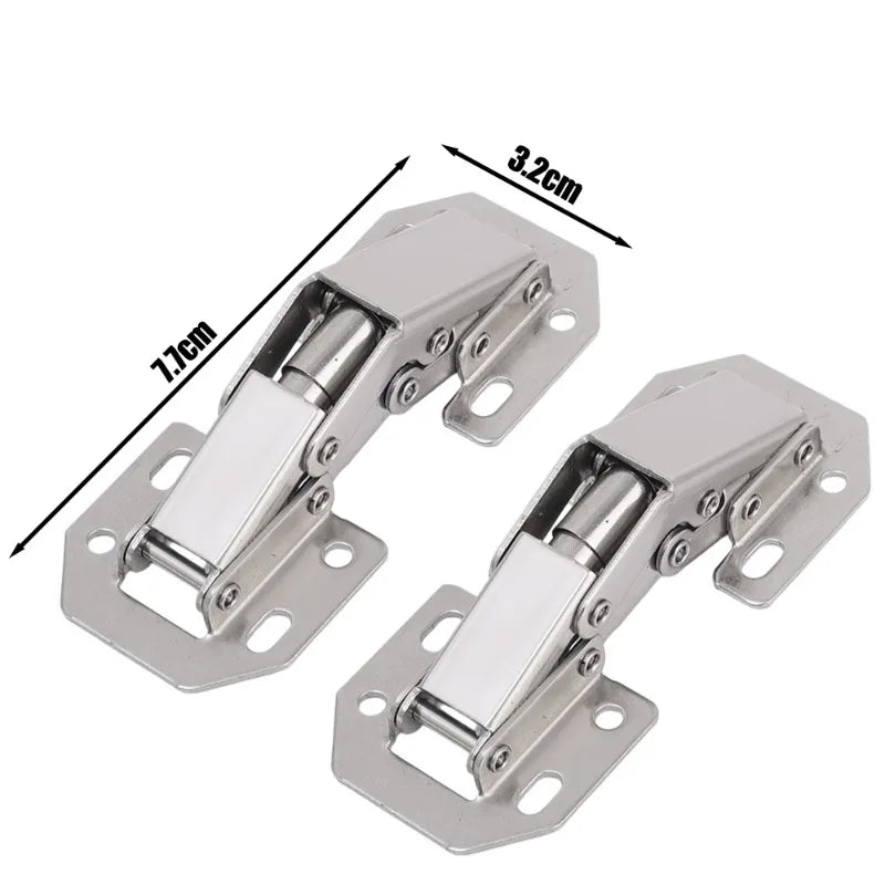 10/2PCS 90 Degree No-Drilling Hole Stainless Steel Cabinet Hinges - Buffer Hinge for Home Kitchen Furniture Hardware