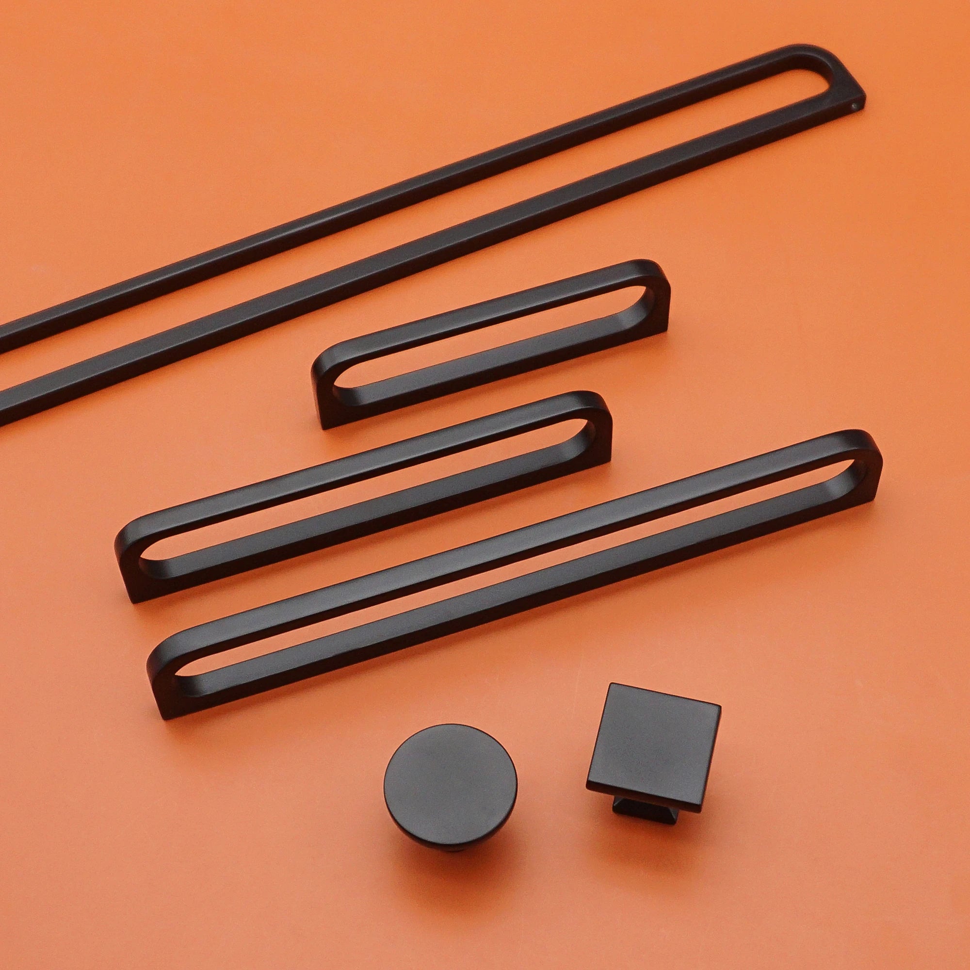 320mm Longer Alloy Furniture Handles Black Kitchen Cabinet Handle Hardware Round Square Single Hole Door Knobs Wardrobe Pulls