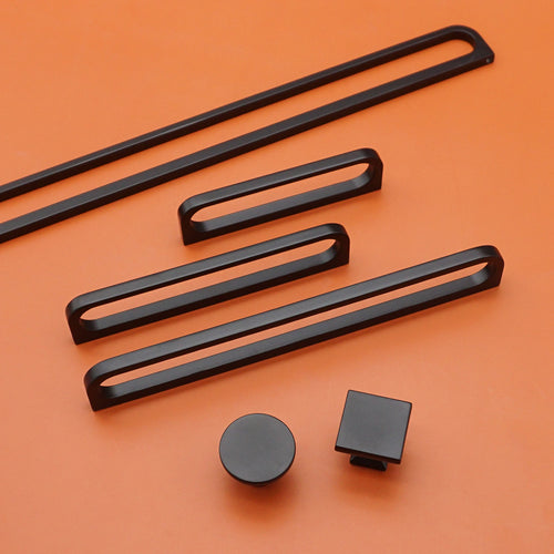 320mm Longer Alloy Furniture Handles Black Kitchen Cabinet Handle Hardware Round Square Single Hole Door Knobs Wardrobe Pulls