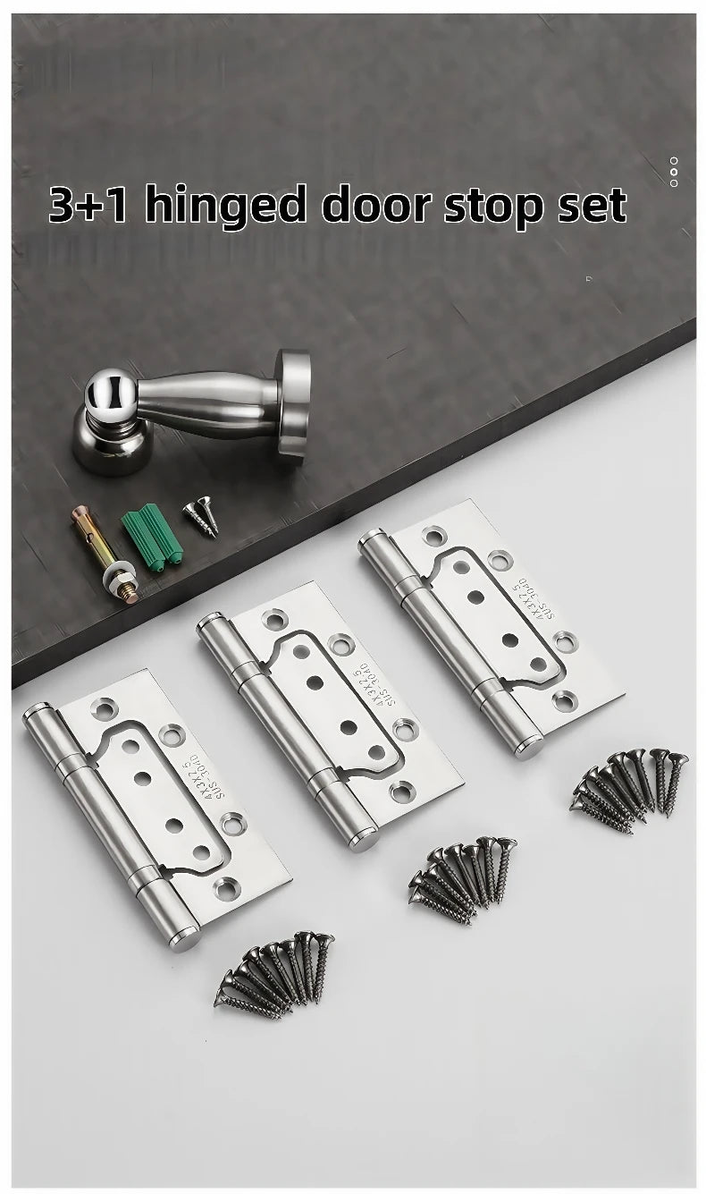 Stainless Steel Parent-Child Hinge, Door Suction Hinge Three-in-one, No Grooves Required, Wooden Door Silent Hinge, Hardware