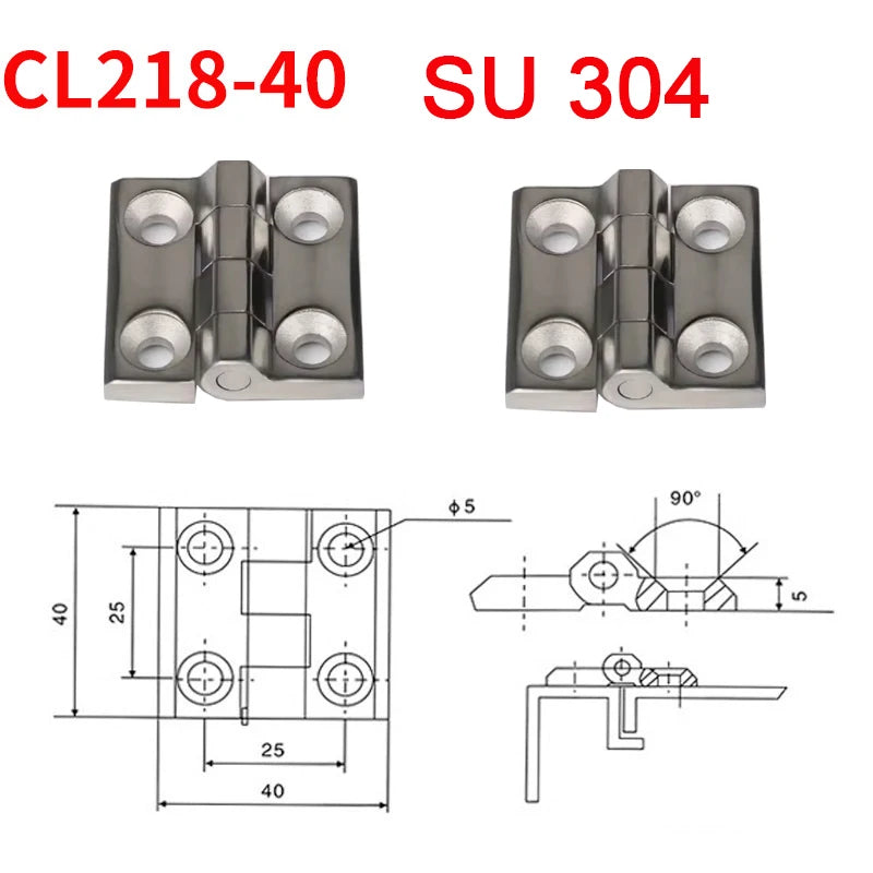 2PCS CL218-40/40 Zinc Alloy Heavy 304 Stainless Steel Large Switch Cabinet Door Iron Hinge