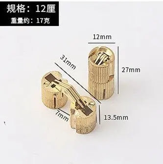 2pcs 8-18mm Copper Brass Door Hinges Cylindrical Hidden Cabinet Concealed Invisible Furniture Barrel Hinge For Hardware Gift Box