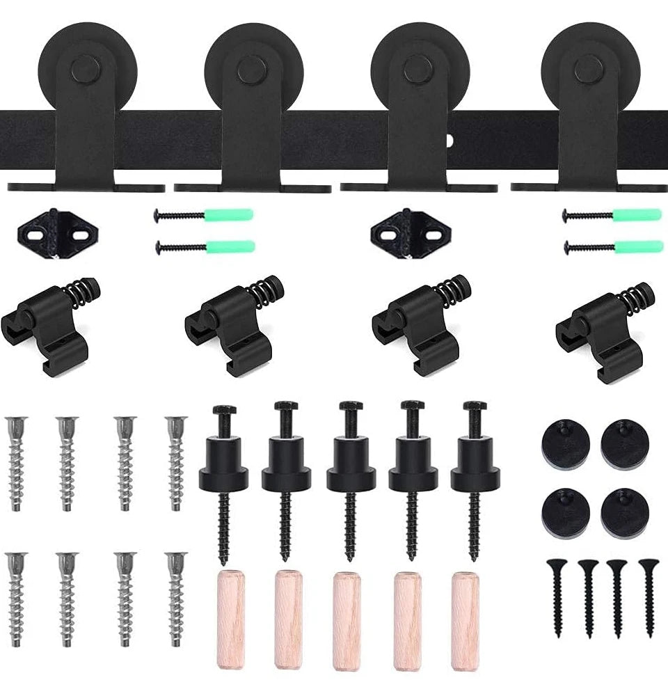 CCJH 4-10Foot  Sliding Barn Wood Door Closet Hardware Track Kit Track System Unit for Double Door