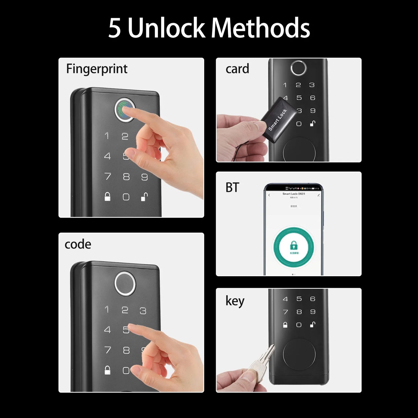 Smart Fingerprint Door Lock for Front Door Electronic Keyless Entry Door Lock Deadbolt with Handle Set Keypad Door Lock
