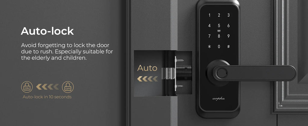 Arpha Smart Lock ‎T228 5-in-1 Entry Keyless Entry Door Lock Fingerprint Keyless Entry Door Lock Anti-Peep Keypad Code Waterproof