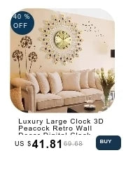 Creative Metal Wall Clock Modern Style Wall Watch Clock Peacock Shaped Wall Clock Silent Clock