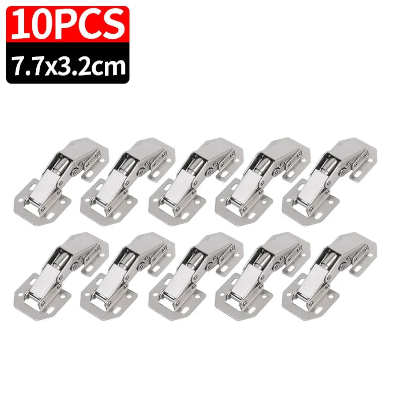 10/2PCS 90 Degree No-Drilling Hole Stainless Steel Cabinet Hinges - Buffer Hinge for Home Kitchen Furniture Hardware