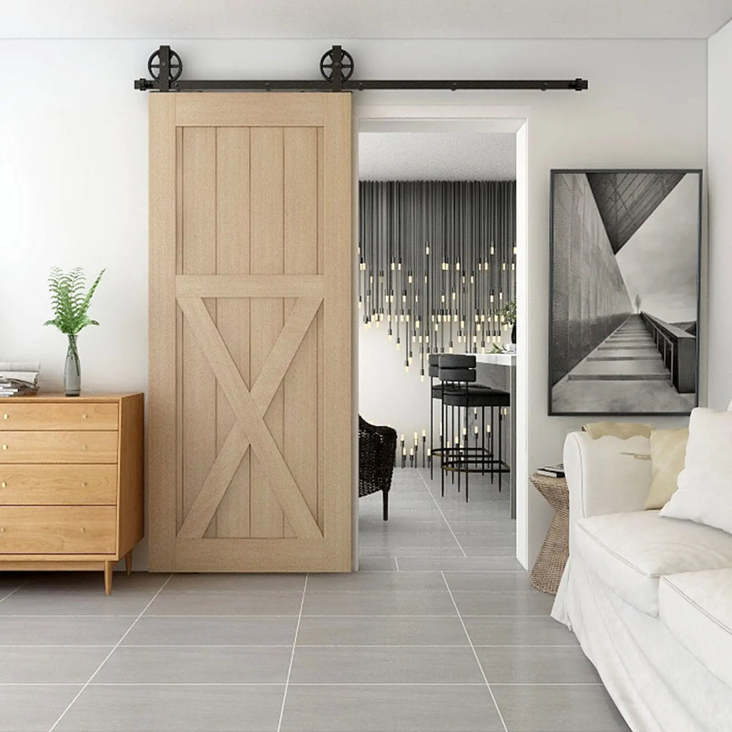 CCJH 2PCS Black Sliding Barn Wood Door Rollers Hanger Kit with Accessories (No Rail/No Doors) ,Can be Customed