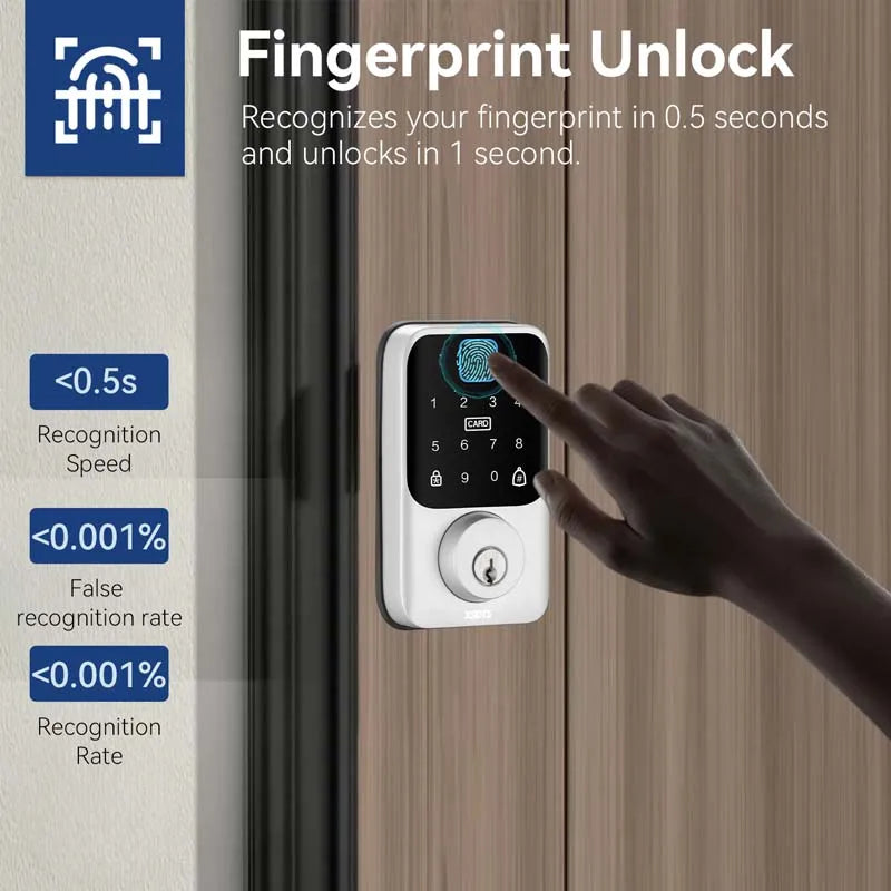 XSDTS Entry Smart Door Lock IC Card Key/Password/Fingerprint Tuya Smartlife APP Unlock Front Door Smart Lock Deadbolt
