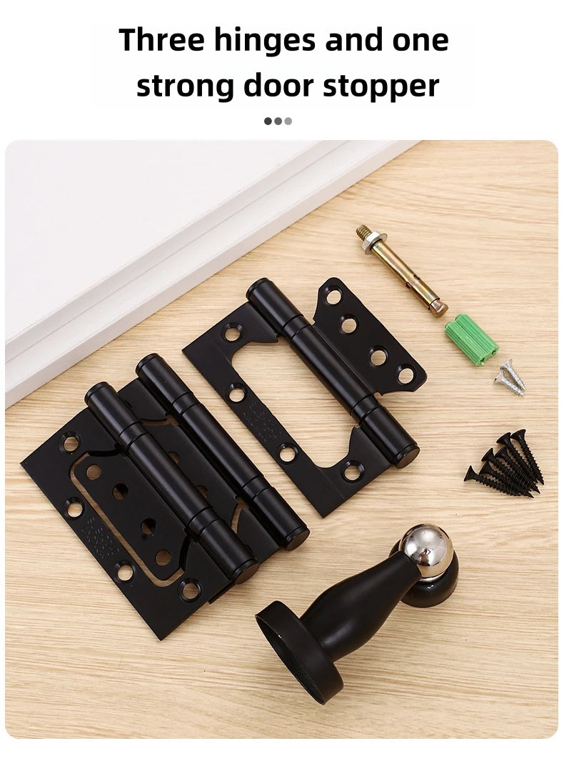Stainless Steel Parent-Child Hinge, Door Suction Hinge Three-in-one, No Grooves Required, Wooden Door Silent Hinge, Hardware