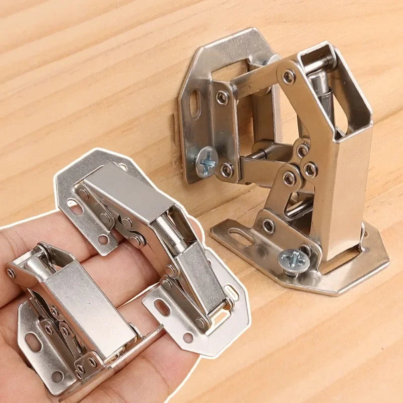 2/10PCS 90 Degree Steel Cabinet Hinges No-Drilling Buffer Hinge Kitchen Cabinet Cupboard Hinges DIY Furniture Hardware Tools
