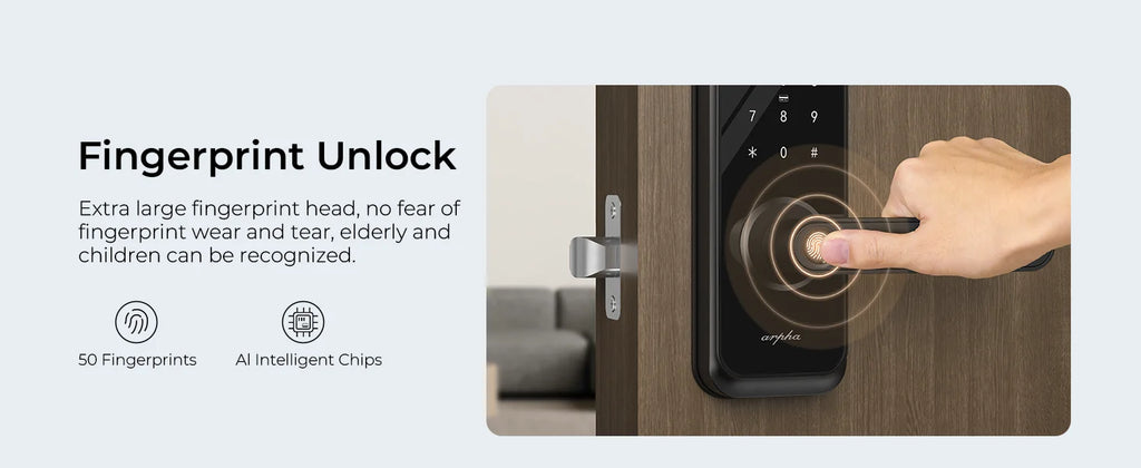 Arpha Smart Lock ‎T228 5-in-1 Entry Keyless Entry Door Lock Fingerprint Keyless Entry Door Lock Anti-Peep Keypad Code Waterproof