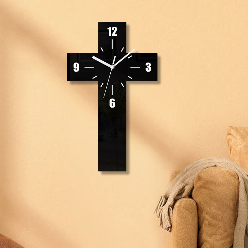 Creative Cross Clock Pendant Silent Suitable for Home Decoration Wall Decoration Halloween Room Decoration