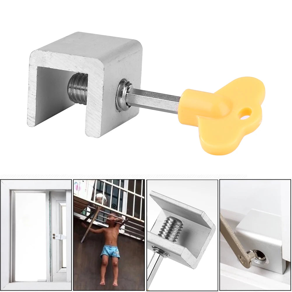 1-10PCS Aluminum Alloy Window Lock Stopper Sliding Sash Stopper Cabinet Locks Straps Anti-theft lock Window Sliding Door