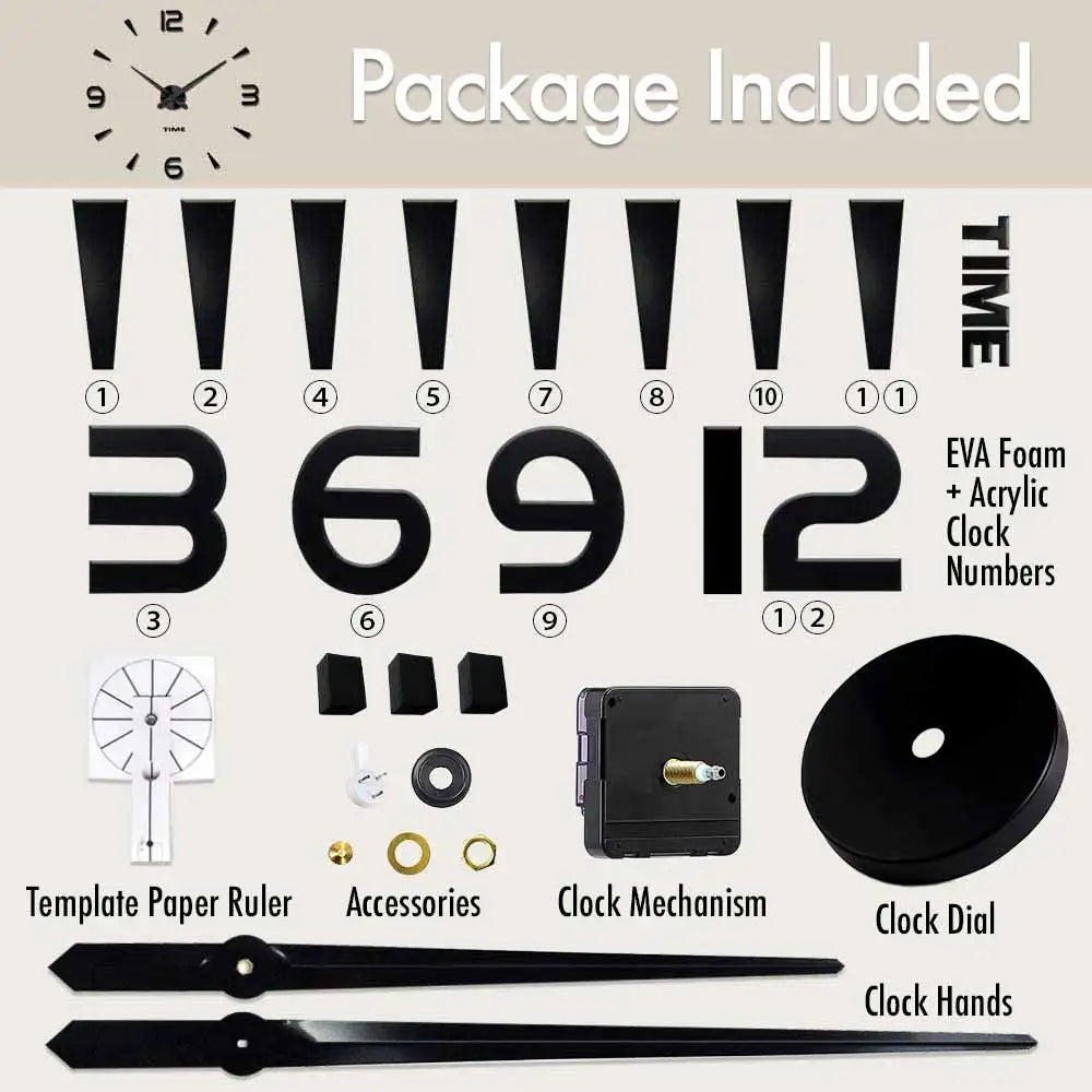 MCDFL 3D Large Wall Clock Self Adhesive Acrylic Mirror Stickers Giant Watches Timepiece Decoration Living Room for Home Interior