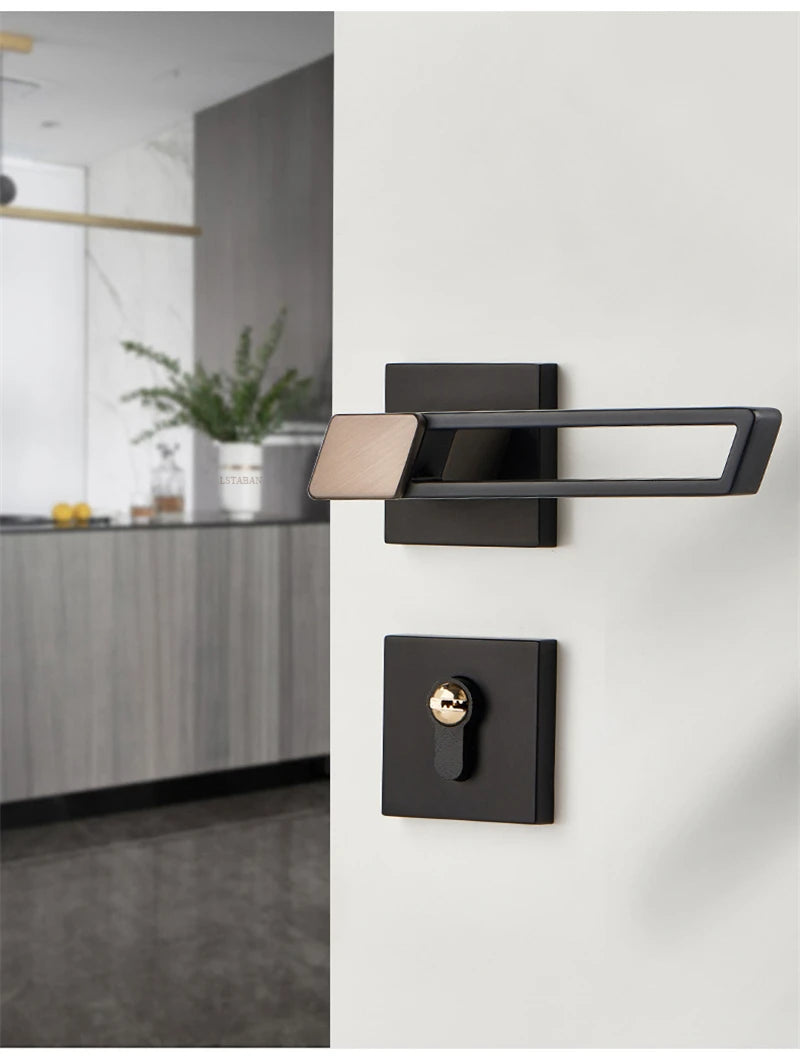 Interior Zinc Alloy Silent Anti-theft Door Lock Security Mute Door Handle Split Locks Home Renovation Hardware Accessories