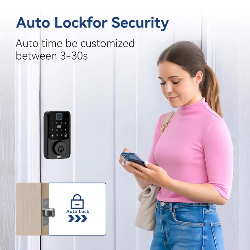 XSDTS Entry Smart Door Lock IC Card Key/Password/Fingerprint Tuya Smartlife APP Unlock Front Door Smart Lock Deadbolt