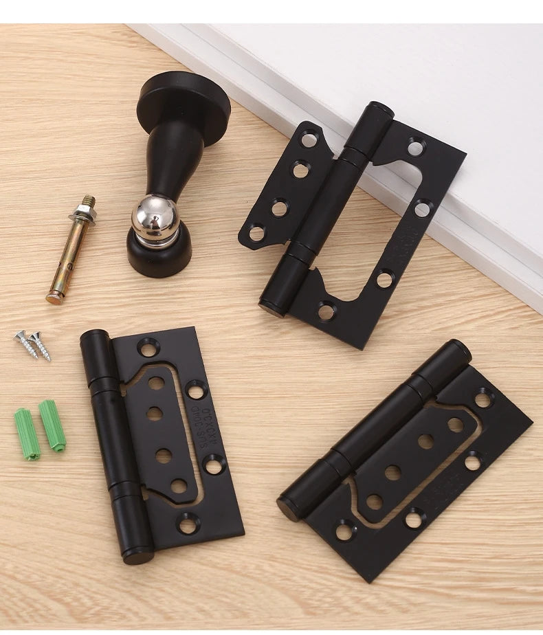 Stainless Steel Parent-Child Hinge, Door Suction Hinge Three-in-one, No Grooves Required, Wooden Door Silent Hinge, Hardware