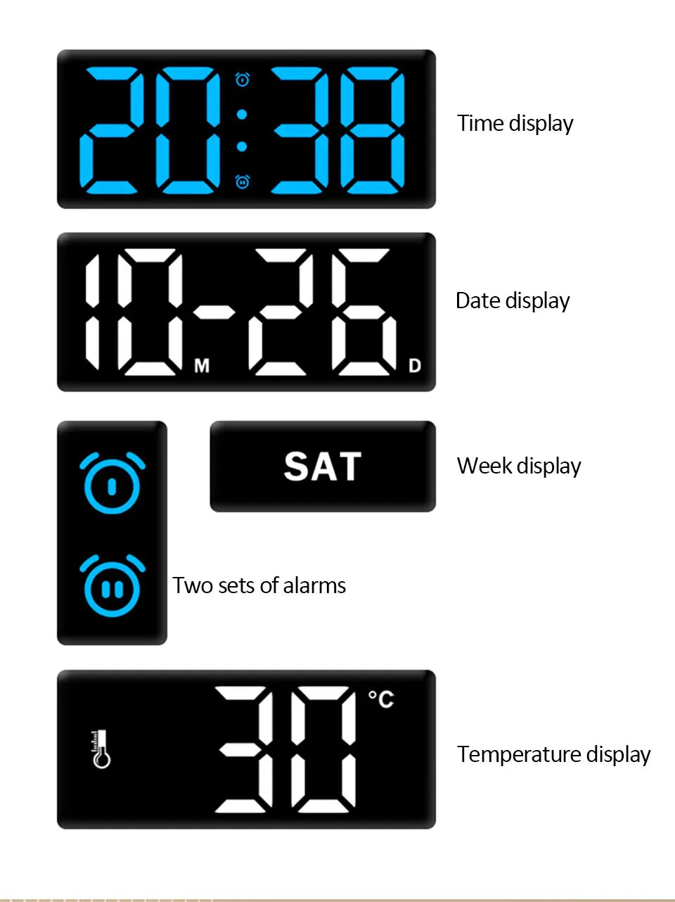 Buy LED Wall Clock with Dual Alarms - Only $57.48 | Free Shipping