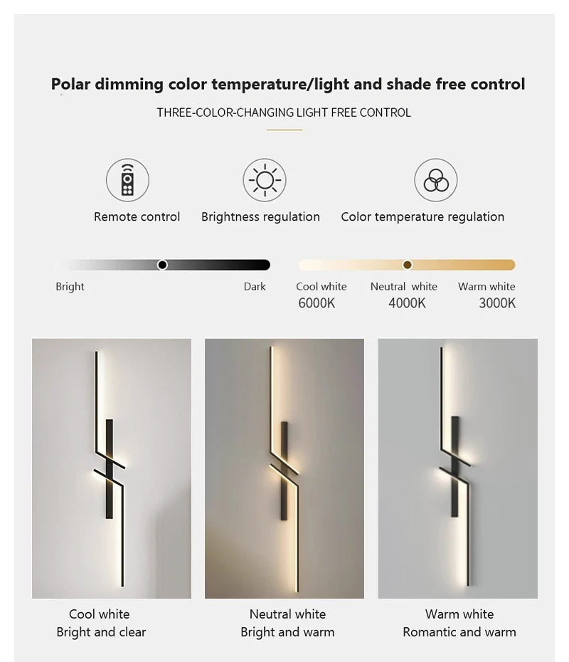 Modern LED Wall Lamp Minimalist Led 13W-18W Light Bedroom Bedside Long Strip Wall Sconces Living Room Home Indoor Lighting