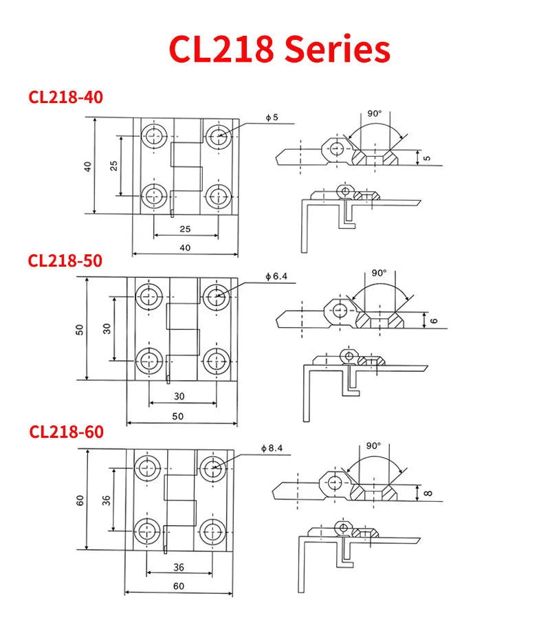 2PCS CL218-40/40 Zinc Alloy Heavy 304 Stainless Steel Large Switch Cabinet Door Iron Hinge