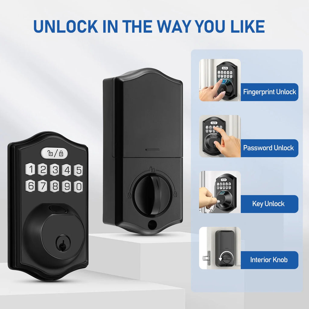 Fingerprint Door Lock Smart Deadbolt Lock Keyless Entry Door Lock Electronic Keypad Lock Easy to Install Ideal for Entry