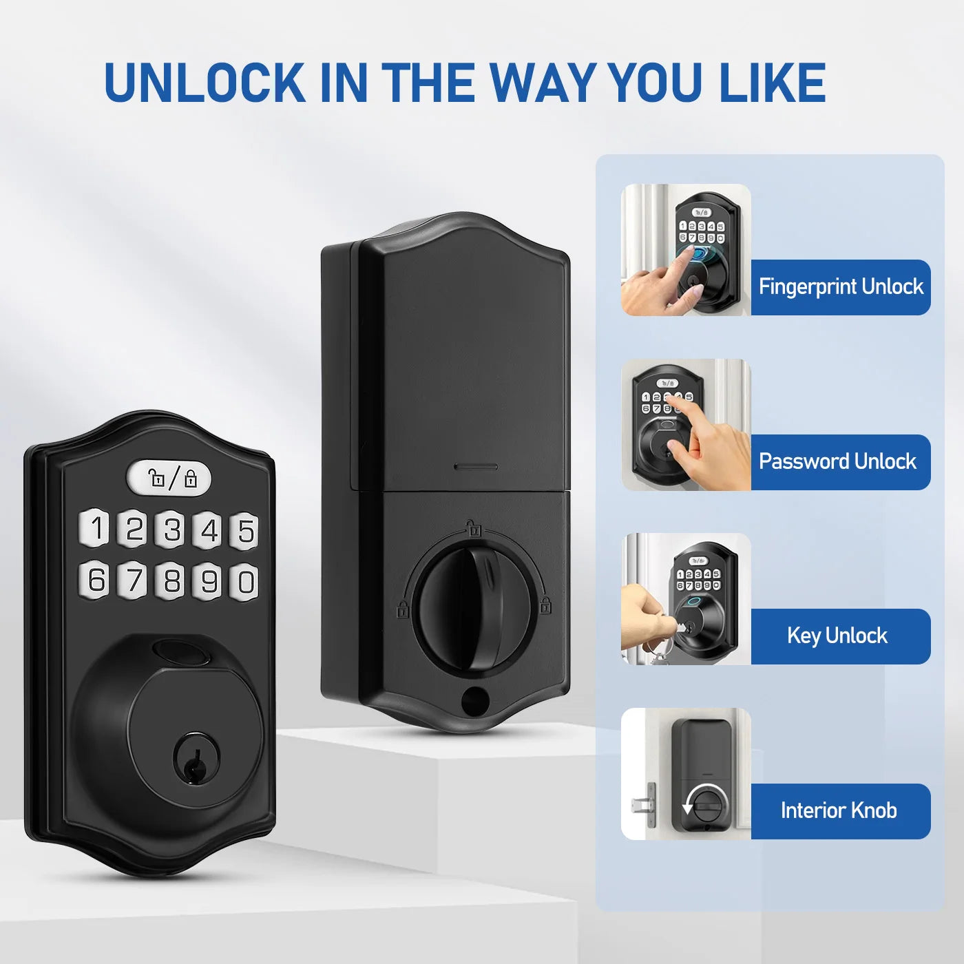 Fingerprint Door Lock Smart Deadbolt Lock Keyless Entry Door Lock Electronic Keypad Lock Easy to Install Ideal for Entry