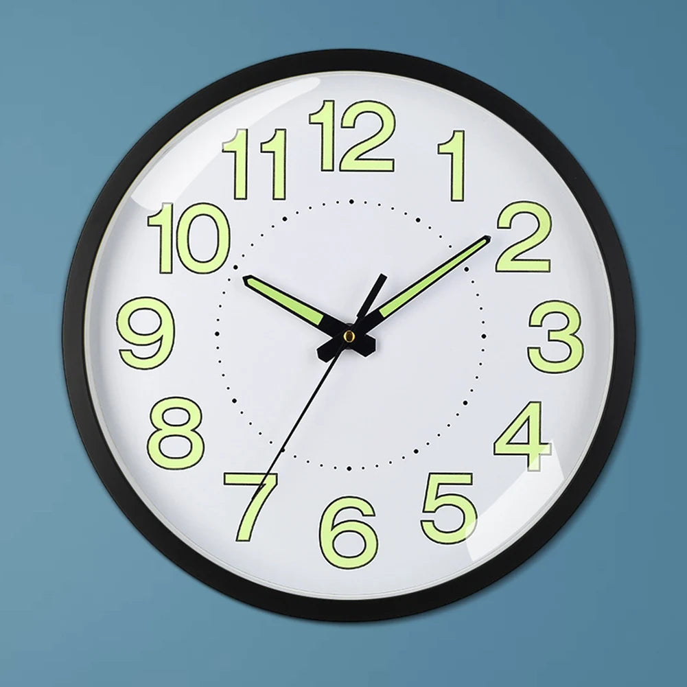 12inch Luminous Wall Clock Non-Ticking Silent Quartz Clock Energy-Absorbing Glow in The Dark Wall Time Clock for Bedroom Office