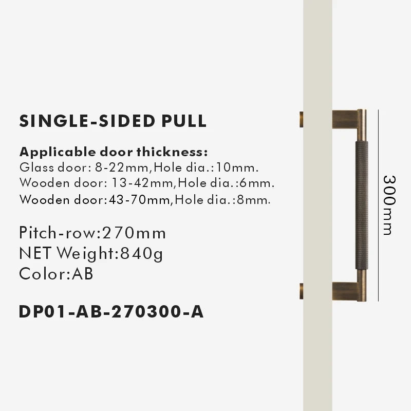 Nurlin Solid Brass Door Double Single Sided Cross Knurled Kitchen Refrigerator Appliance Closet Pull Bar Wood Gate Glass Door
