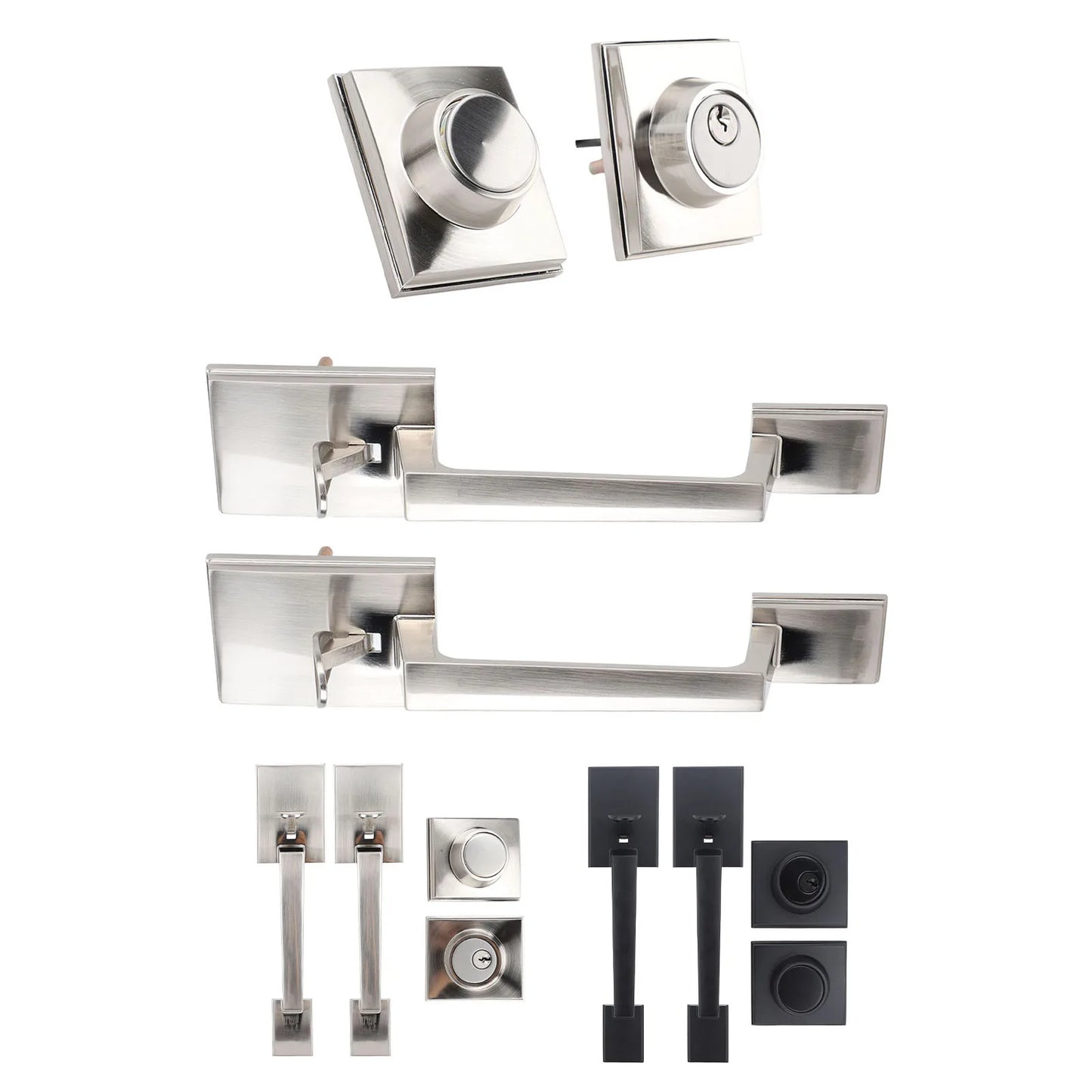 Door Handle Set Handle Set Double Door Handle Set Hole Spacing Adjustable Heavy Duty Modern  Double Front Door Handle Set