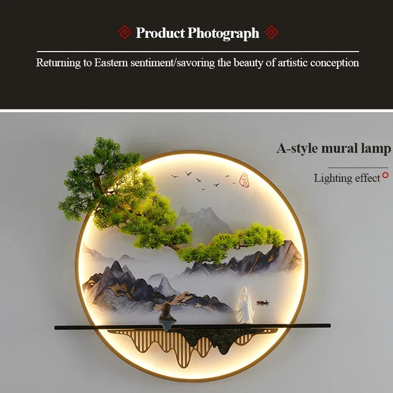 RONIN Modern Wall Picture Light Inside Creative Chinese Landscape Mural Sconces Lamp LED for Home Living Bedroom Study