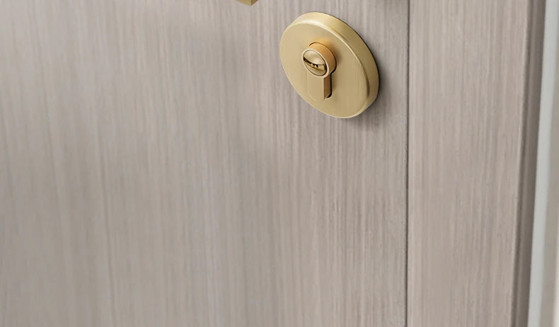 Golden luxury indoor bedroom door lock, silent wooden door lock, split matte brushed gold door lock