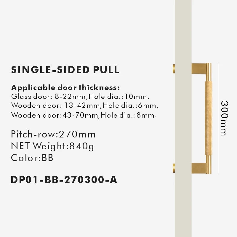 Nurlin Solid Brass Door Double Single Sided Cross Knurled Kitchen Refrigerator Appliance Closet Pull Bar Wood Gate Glass Door