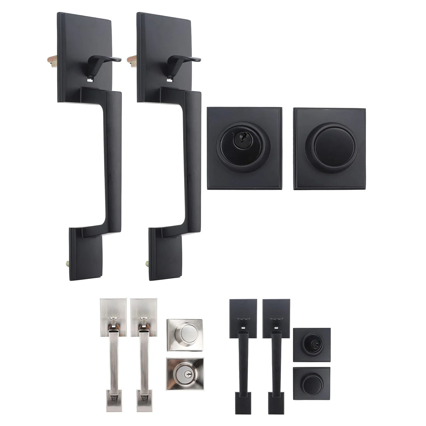 Door Handle Set Handle Set Double Door Handle Set Hole Spacing Adjustable Heavy Duty Modern  Double Front Door Handle Set