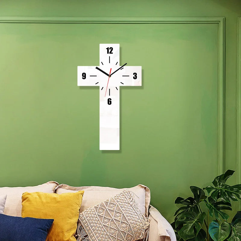 Creative Cross Clock Pendant Silent Suitable for Home Decoration Wall Decoration Halloween Room Decoration